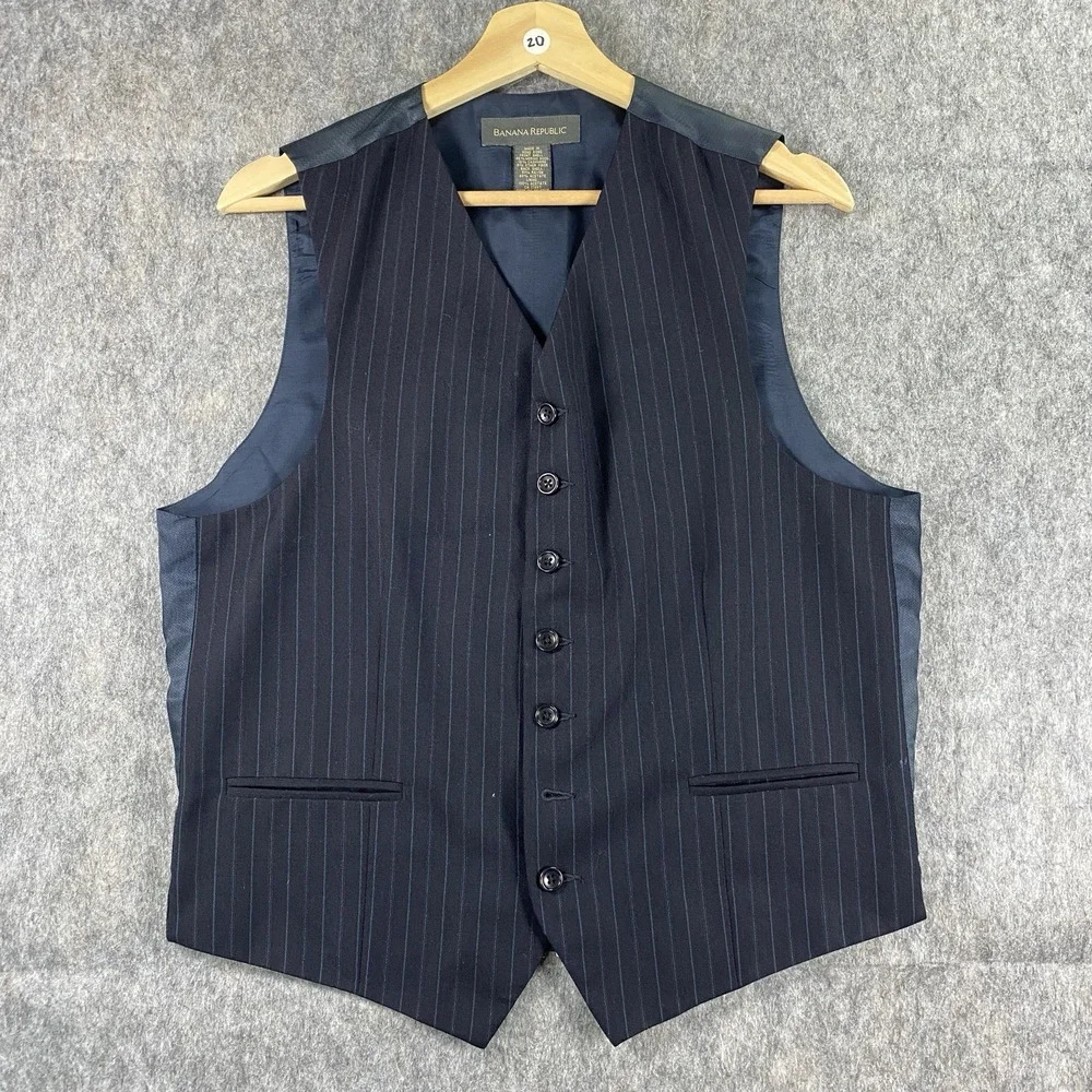 Banana Republic Waistcoat Medium Cashmere‎ Merino Wool Blend Striped Vintage Y2K